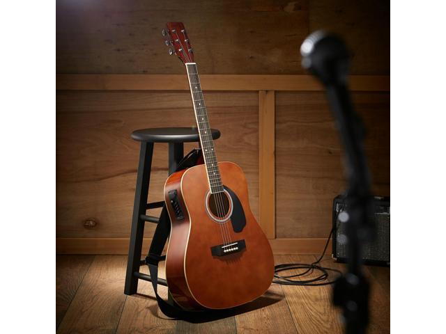 Ashthorpe Full-Size Dreadnought Acoustic-Electric Guitar Bundle - Premium Tonewoods - Brown