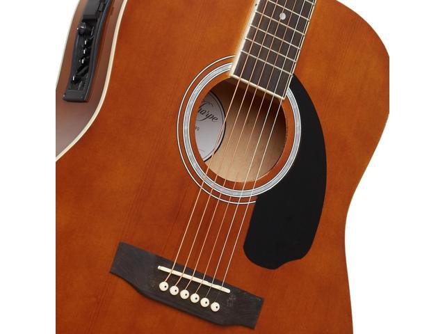 Ashthorpe Full-Size Dreadnought Acoustic-Electric Guitar Bundle - Premium Tonewoods - Brown