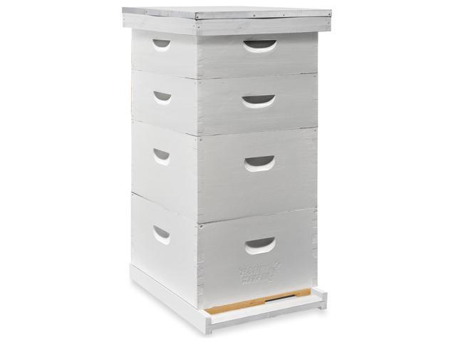 Honey Keeper Beehive Kit Fully Assembled and Painted - 10 Frame Kit, 2 Deep Brood Boxes and 2 Medium Supers