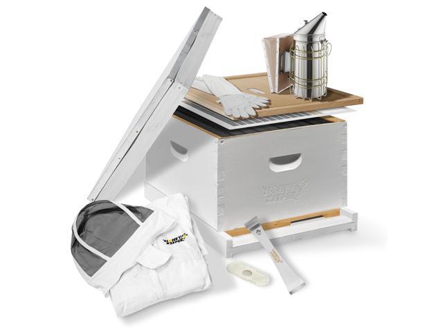 Honey Keeper Starter Beehive Kit (1 Deep Hive Body) with Essential Starter Supplies Tool Kit for Langstroth Beekeeping, Fully Assembled and Painted