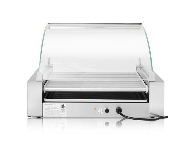 Olde Midway Electric 24 Hot Dog 9 Roller Grill Cooker Machine with Cover 1200-Watt - Commercial Grade