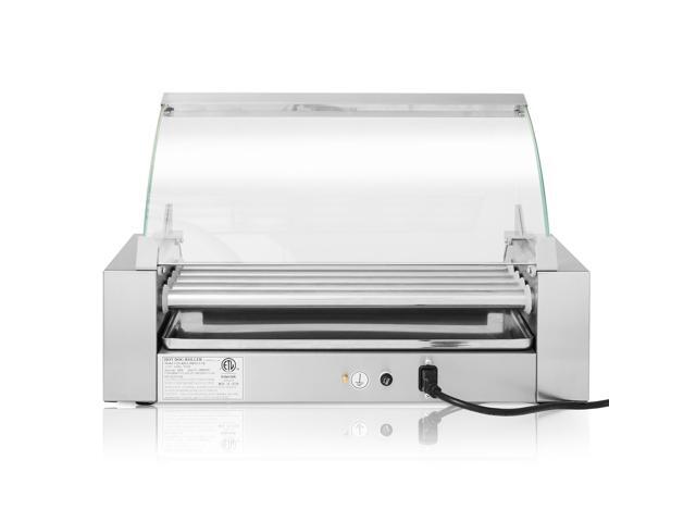 Olde Midway Electric 12 Hot Dog 5 Roller Grill Cooker Machine with Cover 700-Watt - Commercial Grade