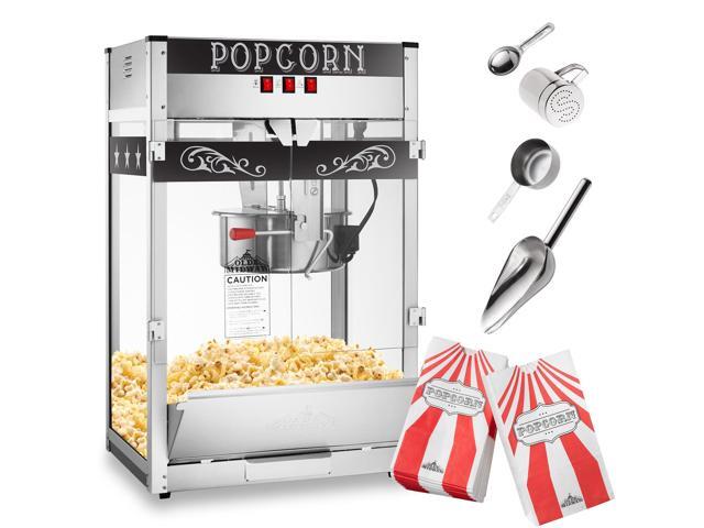 Olde Midway Commercial Popcorn Machine Maker Popper with Extra Large 16-Ounce Kettle - Black
