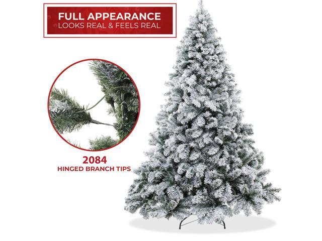 Casafield 9FT Realistic Snow-Flocked Pine Unlit Artificial Holiday Christmas Tree with Sturdy Metal Stand