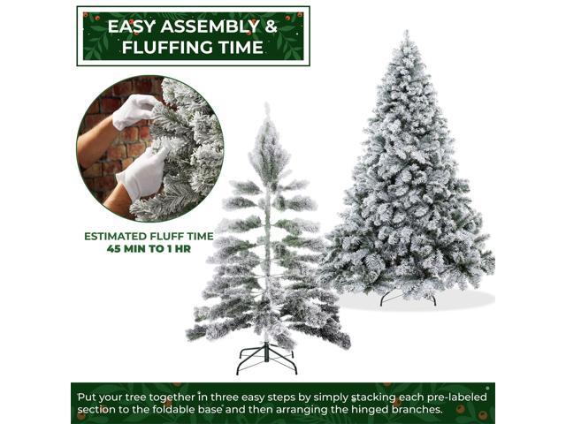 Casafield 9FT Realistic Snow-Flocked Pine Unlit Artificial Holiday Christmas Tree with Sturdy Metal Stand