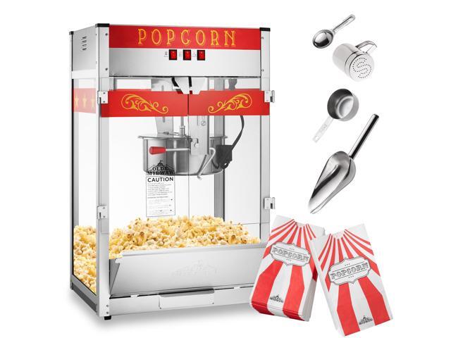 Olde Midway Commercial Popcorn Machine Maker Popper with Extra Large 16-Ounce Kettle - Red