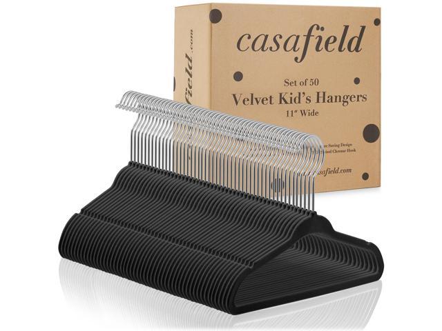 Casafield 50 Velvet Baby Hangers - 11' Size for Infant & Toddler Clothes - Black