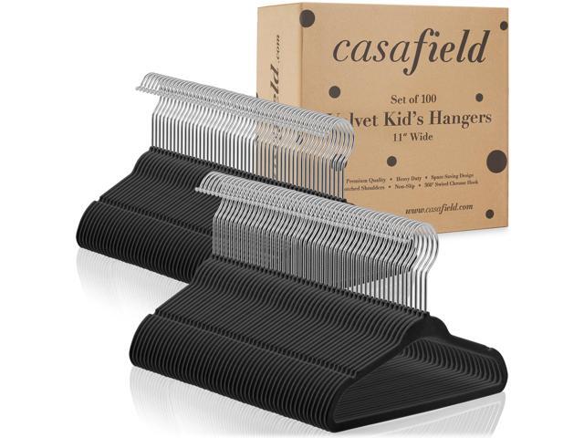 Casafield 100 Velvet Baby Hangers - 11' Size for Infant & Toddler Clothes - Black
