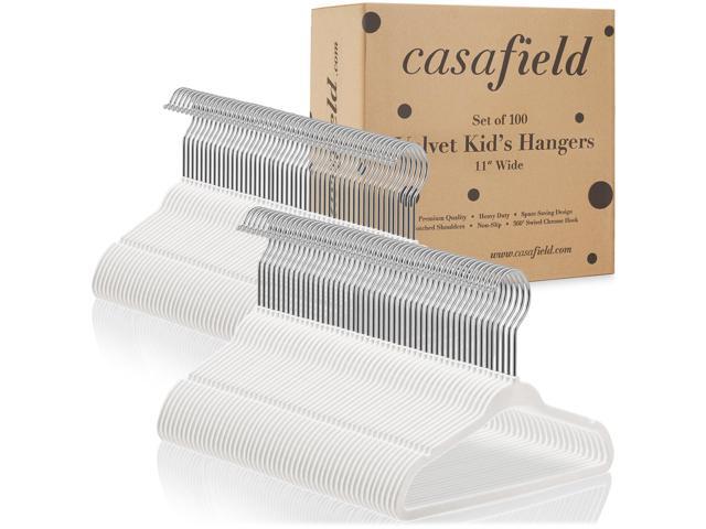 Casafield 100 Velvet Baby Hangers - 11' Size for Infant & Toddler Clothes - Ivory