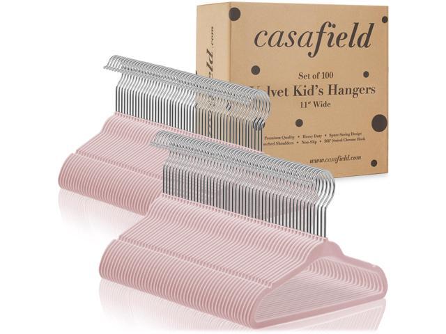Casafield 100 Velvet Baby Hangers - 11' Size for Infant & Toddler Clothes - Light Pink