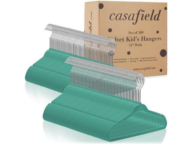 Casafield 100 Velvet Baby Hangers - 11' Size for Infant & Toddler Clothes - Teal