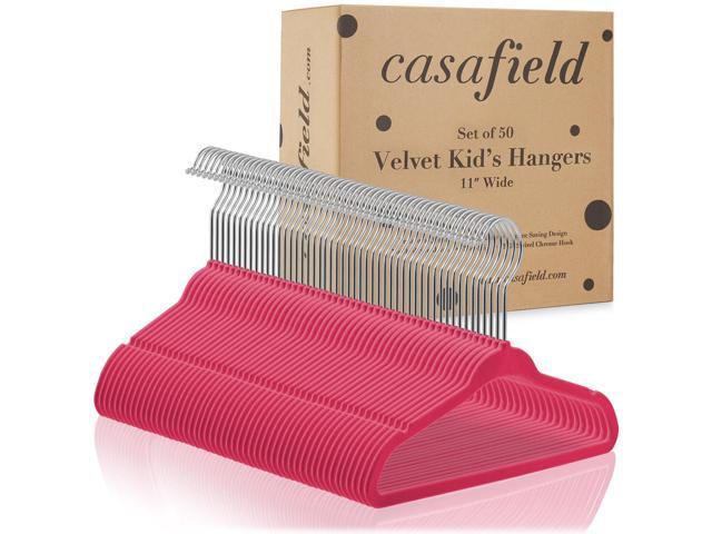 Casafield 50 Velvet Baby Hangers - 11' Size for Infant & Toddler Clothes - Pink