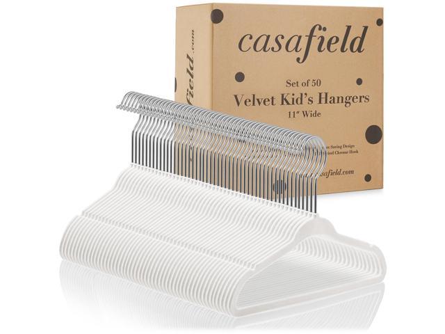Casafield 50 Velvet Baby Hangers - 11' Size for Infant & Toddler Clothes - Ivory