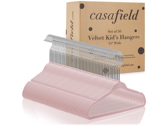 Casafield 50 Velvet Baby Hangers - 11' Size for Infant & Toddler Clothes - Light Pink