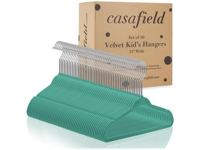 Casafield 50 Velvet Baby Hangers - 11' Size for Infant & Toddler Clothes - Teal