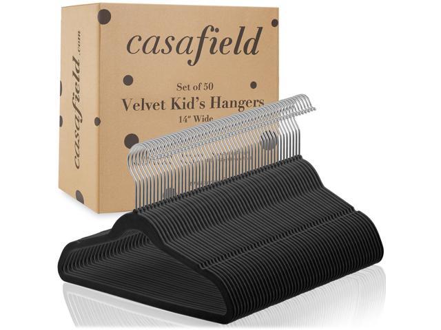 Casafield 50 Velvet Kid's Hangers - 14' Size for Children's Clothes - Black