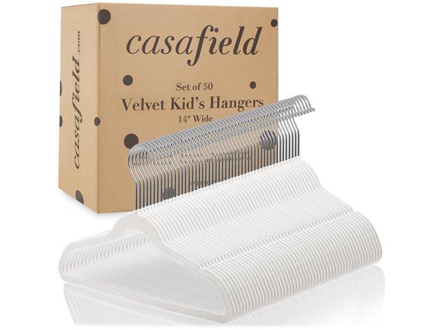 Casafield 50 Velvet Kid's Hangers - 14' Size for Children's Clothes - Ivory