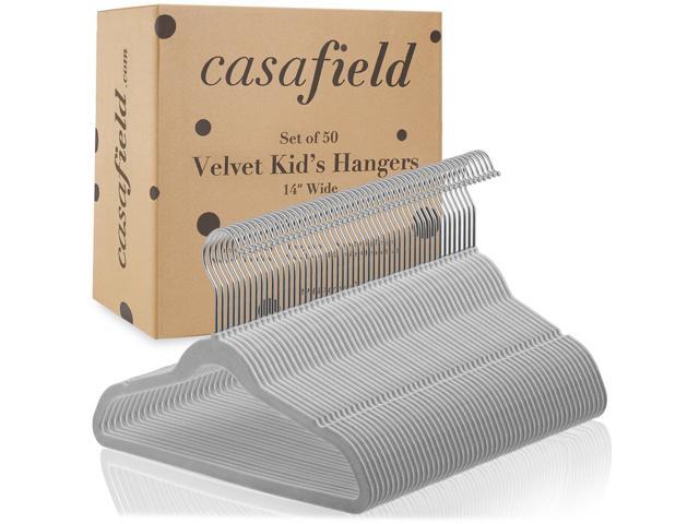 Casafield 50 Velvet Kid's Hangers - 14' Size for Children's Clothes - Gray