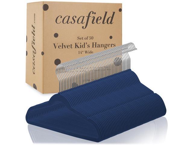 Casafield 50 Velvet Kid's Hangers - 14' Size for Children's Clothes - Royal Blue