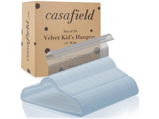 Casafield 50 Velvet Kid's Hangers - 14' Size for Children's Clothes - Light Blue