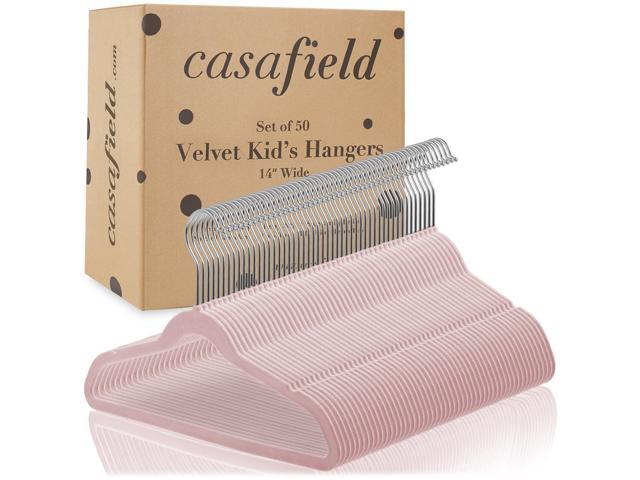 Casafield 50 Velvet Kid's Hangers - 14' Size for Children's Clothes - Light Pink