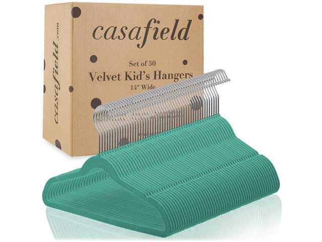 Casafield 50 Velvet Kid's Hangers - 14' Size for Children's Clothes - Teal