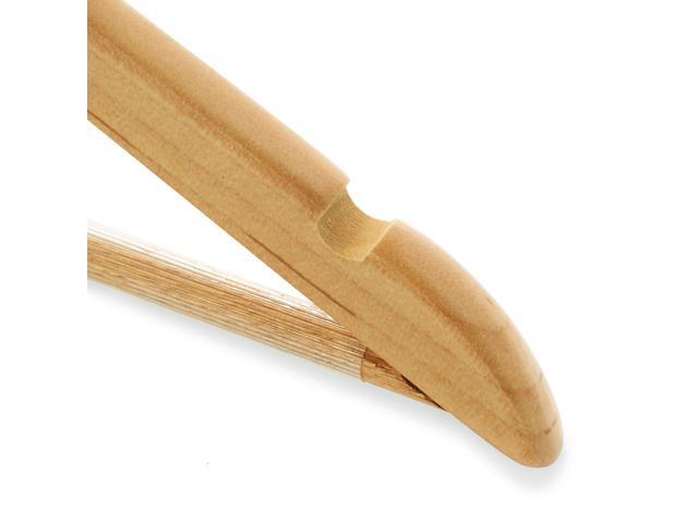 Casafield - 10 Natural Wooden Suit Hangers - Premium Lotus Wood with Notches & Chrome Swivel Hook for Dress Clothes, Coats, Jackets, Pants, Shirts,...