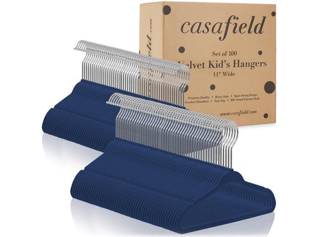 Casafield 100 Velvet Baby Hangers - 11' Size for Infant & Toddler Clothes - Royal Blue