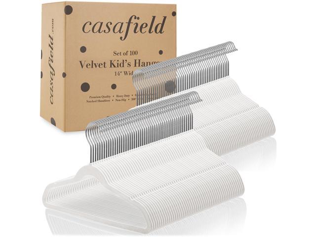 Casafield 100 Velvet Kid's Hangers - 14' Size for Children's Clothes - Ivory