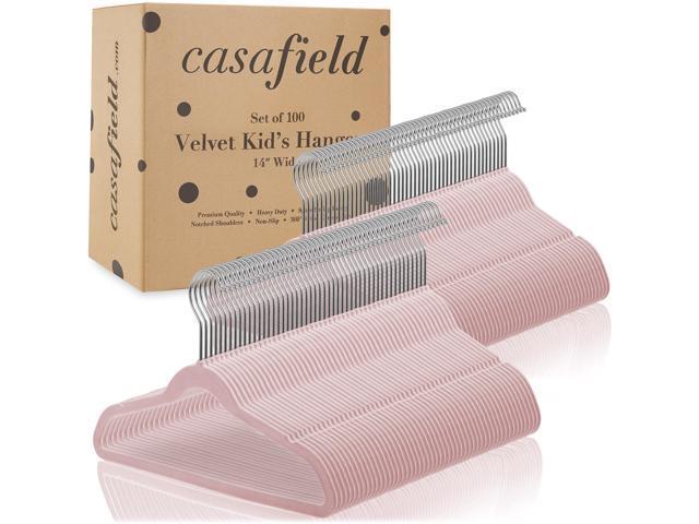 Casafield 100 Velvet Kid's Hangers - 14' Size for Children's Clothes - Light Pink