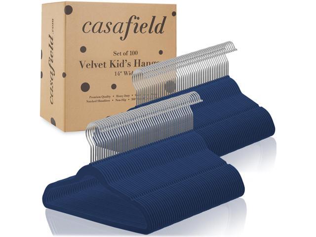 Casafield 100 Velvet Kid's Hangers - 14' Size for Children's Clothes - Royal Blue
