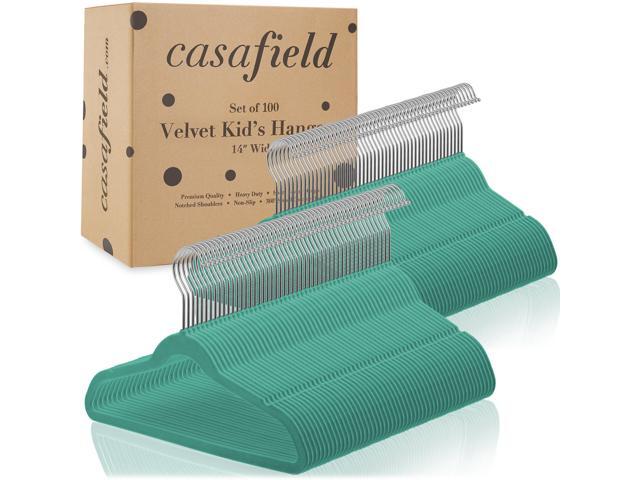 Casafield 100 Velvet Kid's Hangers - 14' Size for Children's Clothes - Teal