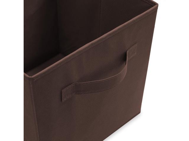 Casafield Set of 6 Collapsible Fabric Cube Storage Bins, Brown - 11' Foldable Cloth Baskets for Shelves, Cubby Organizers & More