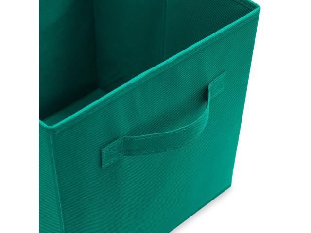Casafield Set of 6 Collapsible Fabric Cube Storage Bins, Teal - 11' Foldable Cloth Baskets for Shelves, Cubby Organizers & More