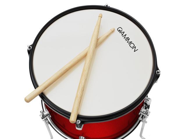 Gammon Percussion 5-Piece Junior Starter Drum Kit with Cymbals, Hardware, Sticks, & Throne - Red