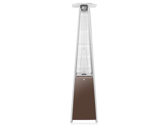 Casafield Outdoor Propane Patio Heater with Wheels, Mocha - Modern Dancing Flame, Commercial & Residential, Uses Standard 20lb LP Gas Tank