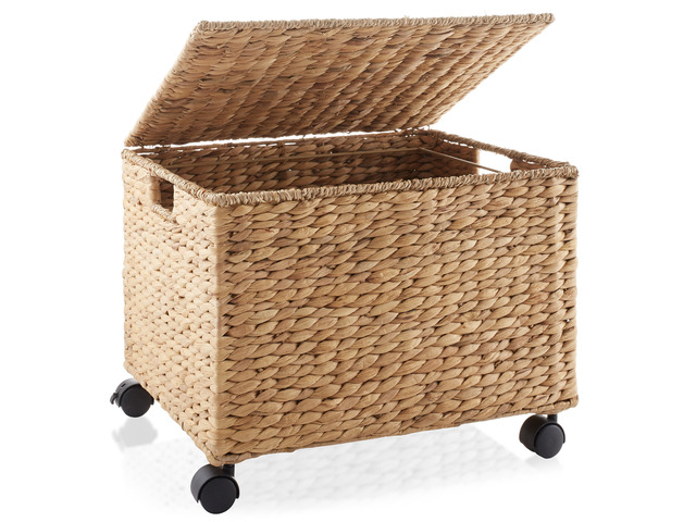 Casafield Rolling Filing Cabinet, Natural - Water Hyacinth File Organizer with Lid and Locking Wheels, Home Office Storage for Hanging Folders