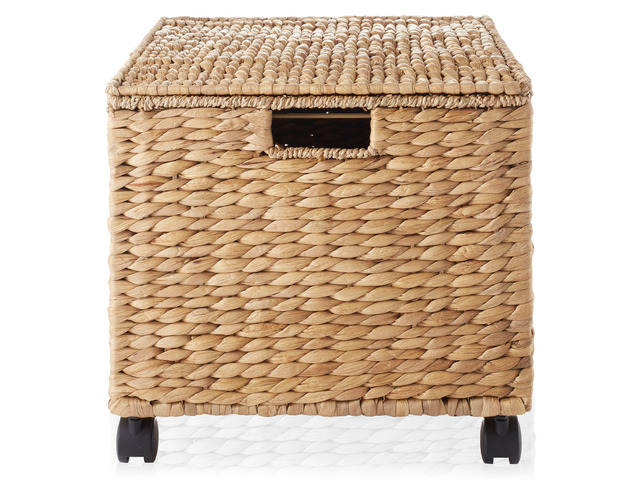 Casafield Rolling Filing Cabinet, Natural - Water Hyacinth File Organizer with Lid and Locking Wheels, Home Office Storage for Hanging Folders