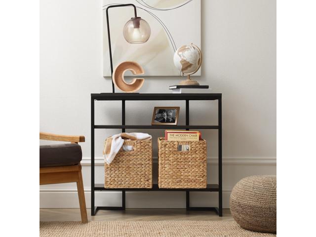 Casafield 12' x 12' Water Hyacinth Storage Baskets, Natural - Set of 4 Collapsible Cube Organizers, Woven Bins for Bathroom, Bedroom, Laundry,...