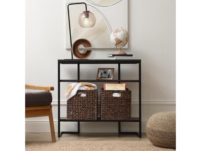 Casafield 12' x 12' Water Hyacinth Storage Baskets, Espresso - Set of 4 Collapsible Cube Organizers, Woven Bins for Bathroom, Bedroom, Laundry,...