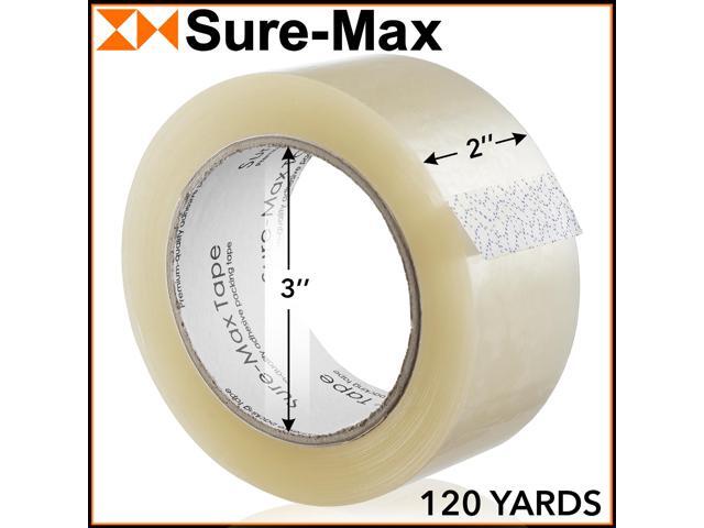 Sure-Max 6 Rolls Heavy-Duty Shipping & Packing Tape (2' x 120 yard/360' each) - Moving & Adhesive Carton Sealing - 2.7mil Clear