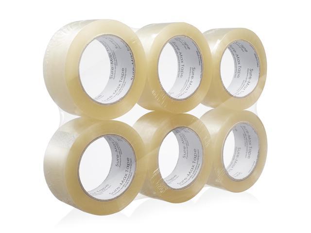 Sure-Max 6 Rolls Heavy-Duty Shipping & Packing Tape (2' x 120 yard/360' each) - Moving & Adhesive Carton Sealing - 2.7mil Clear