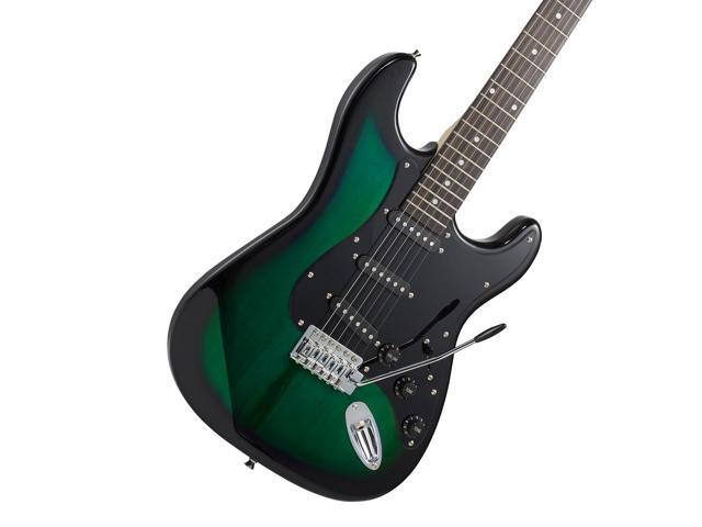 Ashthorpe 39-Inch Electric Guitar (Green-Black), Full-Size Guitar Kit with Padded Gig Bag, Tremolo Bar, Strap, Strings, Cable, Cloth, Picks