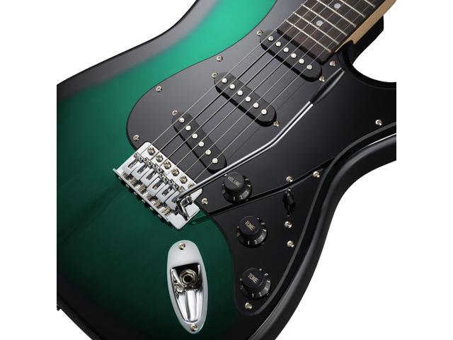 Ashthorpe 39-Inch Electric Guitar (Green-Black), Full-Size Guitar Kit with Padded Gig Bag, Tremolo Bar, Strap, Strings, Cable, Cloth, Picks