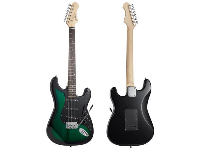 Ashthorpe 39-Inch Electric Guitar (Green-Black), Full-Size Guitar Kit with Padded Gig Bag, Tremolo Bar, Strap, Strings, Cable, Cloth, Picks