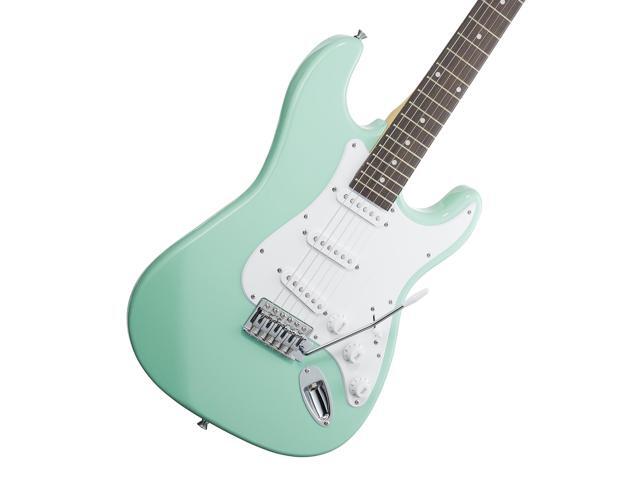 Ashthorpe 39-Inch Electric Guitar (Mint Green-White), Full-Size Guitar Kit with Padded Gig Bag, Tremolo Bar, Strap, Strings, Cable, Cloth, Picks