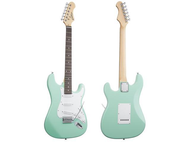 Ashthorpe 39-Inch Electric Guitar (Mint Green-White), Full-Size Guitar Kit with Padded Gig Bag, Tremolo Bar, Strap, Strings, Cable, Cloth, Picks