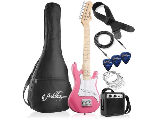 Ashthorpe 30-inch Beginner Electric Guitar Kit with Amplifier (Pink), Basic Starter Package w/ Gig Bag, Strings, Strap, Picks