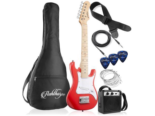 Ashthorpe 30-inch Beginner Electric Guitar Kit with Amplifier (Red), Basic Starter Package w/ Gig Bag, Strings, Strap, Picks