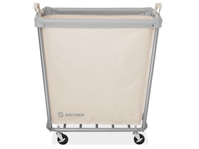 Dryser Large Commercial Heavy-Duty Rolling Laundry Hamper, Steel Frame Cart on Wheels with Removable Canvas Bin for Hotel or Home - White